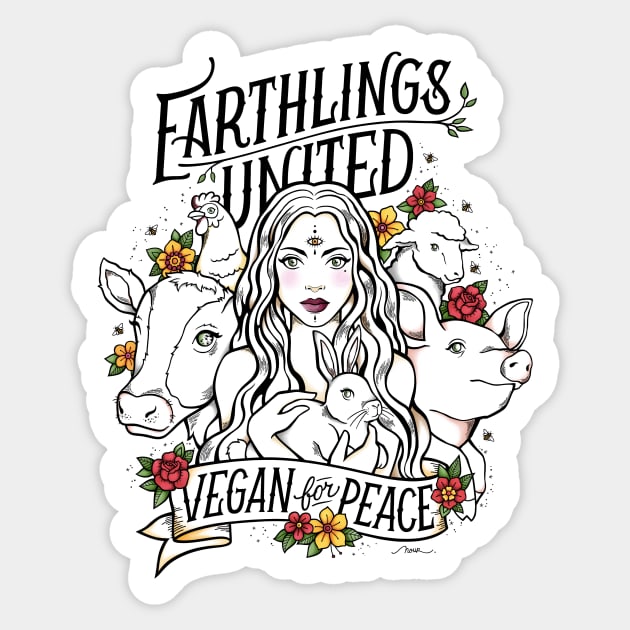 Earthlings United Sticker by Nour Tohme